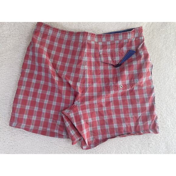 Tommy Hilfiger Swim Trunks Mens Large Blue/Red Plaid Drawstring Pockets Flag - Picture 2 of 12
